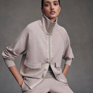 Varley Roxbury Zip-Through Sweat Size X-Small Taupe Marl